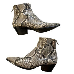 Steve Madden Cafe Snakeskin Ankle Chelsea Boots Leather Upper Womens 6.5M Shoes
